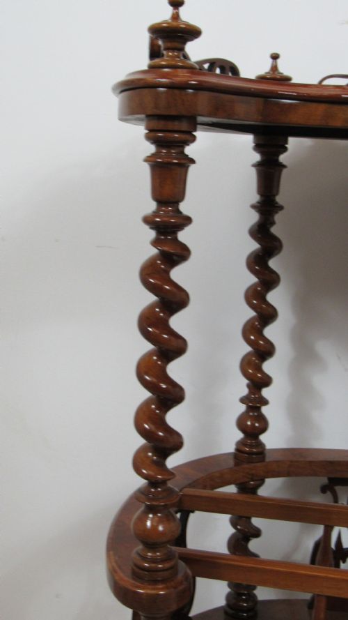 VICTORIAN BURR WALNUT CANTERBURY WHATNOT - ADDITIONAL PHOTO 8