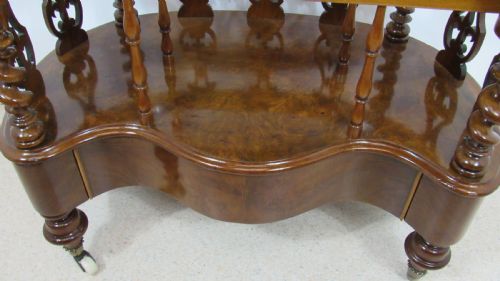 VICTORIAN BURR WALNUT CANTERBURY WHATNOT - ADDITIONAL PHOTO 10