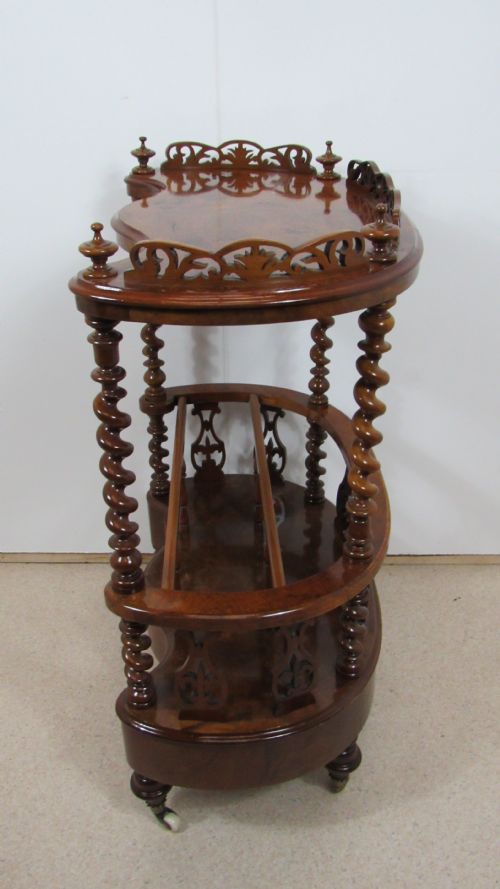 VICTORIAN BURR WALNUT CANTERBURY WHATNOT - ADDITIONAL PHOTO 13