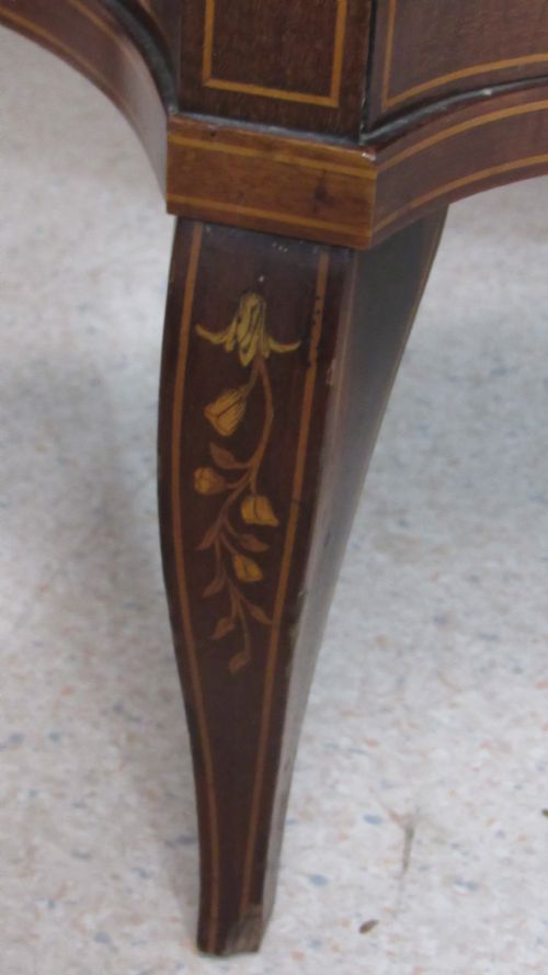 WONDERFUL EDWARDIAN PAIR OF SERPENTINE INLAID DISPLAY CABINETS - ADDITIONAL PHOTO 13