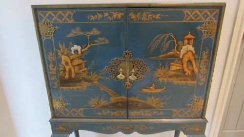SUPERB BLUE LACQUERED COCKTAIL CABINET - ADDITIONAL PHOTO 2