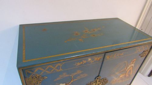 SUPERB BLUE LACQUERED COCKTAIL CABINET - ADDITIONAL PHOTO 10
