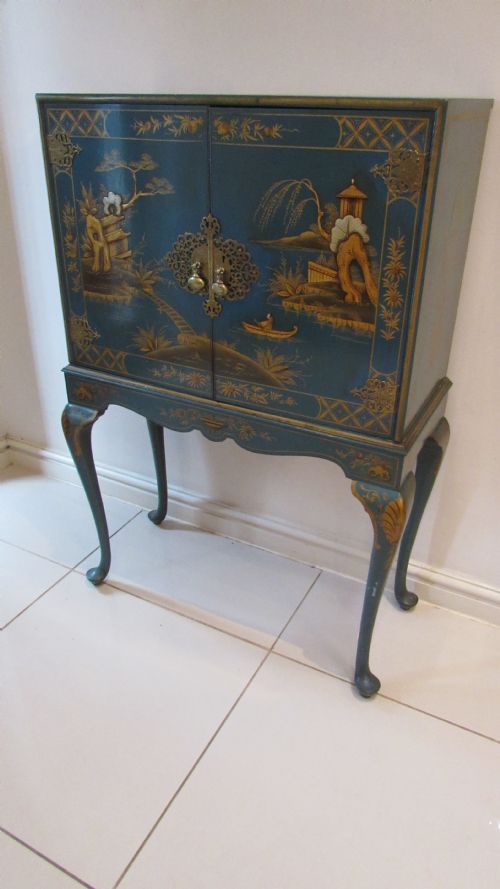 SUPERB BLUE LACQUERED COCKTAIL CABINET - ADDITIONAL PHOTO 12