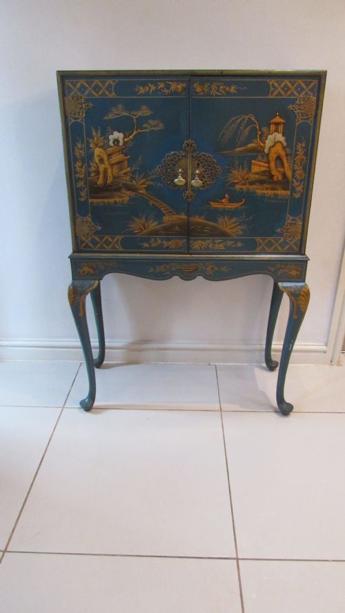 SUPERB BLUE LACQUERED COCKTAIL CABINET - ADDITIONAL PHOTO 13