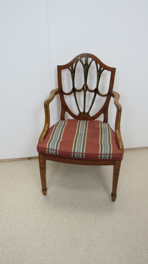 SUPERB SATINWOOD PAINTED ARMCHAIR DESK CHAIR - ADDITIONAL PHOTO 1