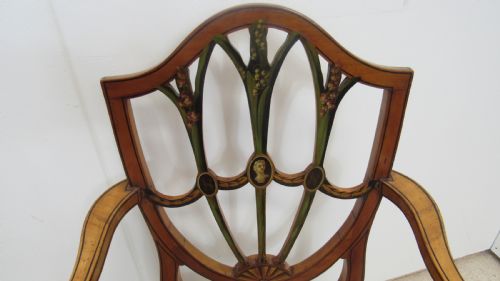SUPERB SATINWOOD PAINTED ARMCHAIR DESK CHAIR - ADDITIONAL PHOTO 3