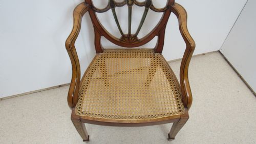 SUPERB SATINWOOD PAINTED ARMCHAIR DESK CHAIR - ADDITIONAL PHOTO 4