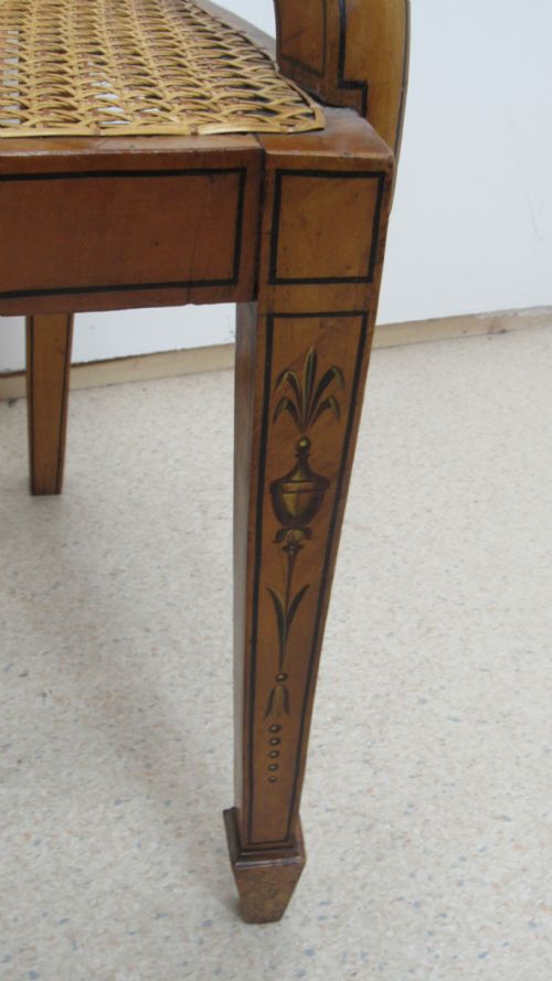 SUPERB SATINWOOD PAINTED ARMCHAIR DESK CHAIR - ADDITIONAL PHOTO 6