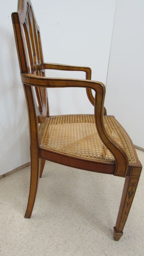 SUPERB SATINWOOD PAINTED ARMCHAIR DESK CHAIR - ADDITIONAL PHOTO 7