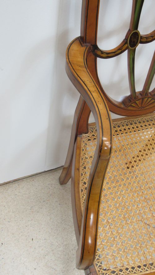 SUPERB SATINWOOD PAINTED ARMCHAIR DESK CHAIR - ADDITIONAL PHOTO 11