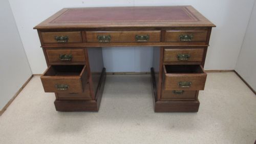 LOVELY RED WALNUT PEDESTAL DESK