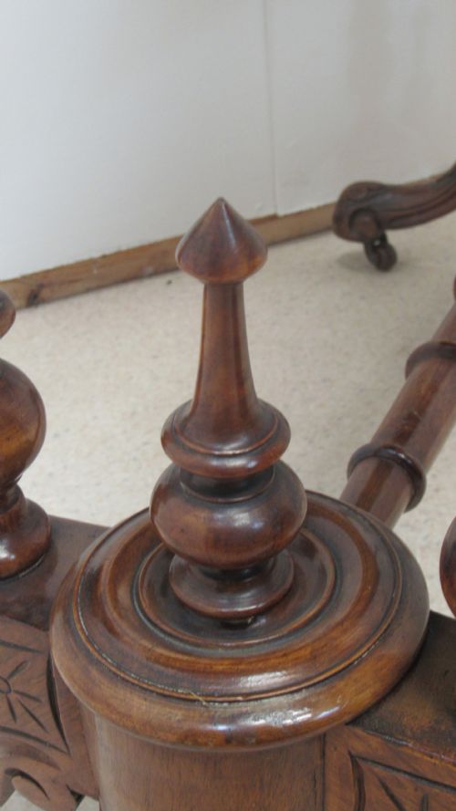VICTORIAN WALNUT INLAID STRETCHER SIDE TABLE - ADDITIONAL PHOTO 5