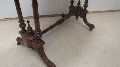 VICTORIAN WALNUT INLAID STRETCHER SIDE TABLE - ADDITIONAL PHOTO 7