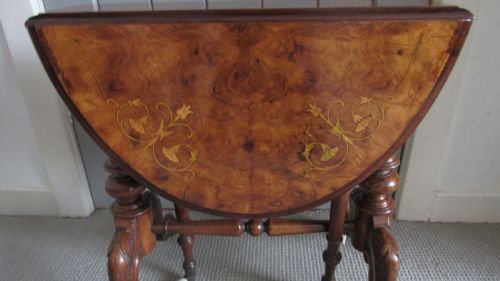 SUPERB WALNUT INLAID BABY SUTHERLAND TABLE - ADDITIONAL PHOTO 2