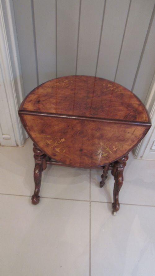 SUPERB WALNUT INLAID BABY SUTHERLAND TABLE - ADDITIONAL PHOTO 3