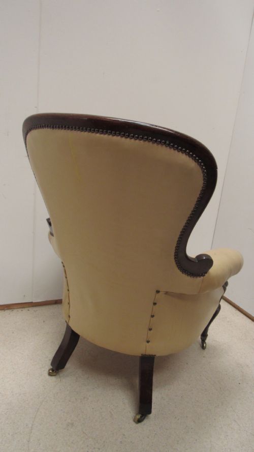 VICTORIAN CABRIOLE LEG LEATHER LIBRARY CHAIR - ADDITIONAL PHOTO 14