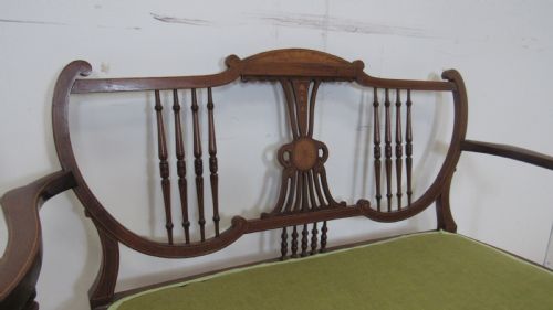 PRETTY EDWARDIAN INLAID SETTEE - ADDITIONAL PHOTO 8