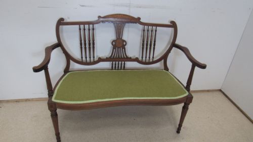 PRETTY EDWARDIAN INLAID SETTEE - ADDITIONAL PHOTO 10