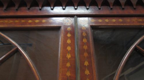 SUPERB GEORGIAN MARQUETRY LIBRARY BOOKCASE - ADDITIONAL PHOTO 4