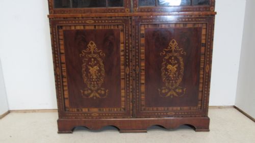 SUPERB GEORGIAN MARQUETRY LIBRARY BOOKCASE - ADDITIONAL PHOTO 5