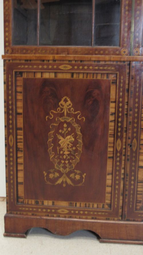 SUPERB GEORGIAN MARQUETRY LIBRARY BOOKCASE - ADDITIONAL PHOTO 7