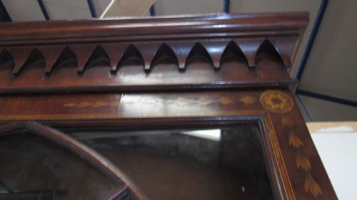 SUPERB GEORGIAN MARQUETRY LIBRARY BOOKCASE - ADDITIONAL PHOTO 12