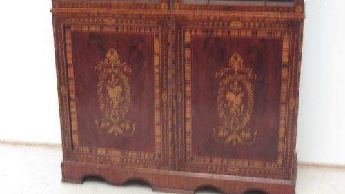 SUPERB GEORGIAN MARQUETRY LIBRARY BOOKCASE - ADDITIONAL PHOTO 1