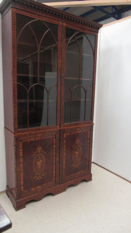 SUPERB GEORGIAN MARQUETRY LIBRARY BOOKCASE - ADDITIONAL PHOTO 23