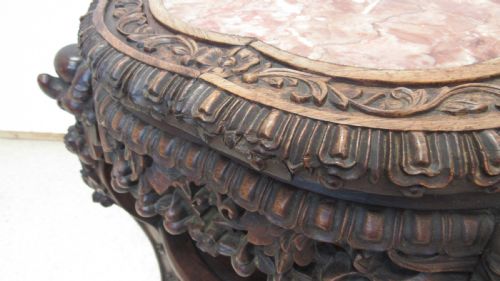 SUPERB CARVED URN STAND - ADDITIONAL PHOTO 4