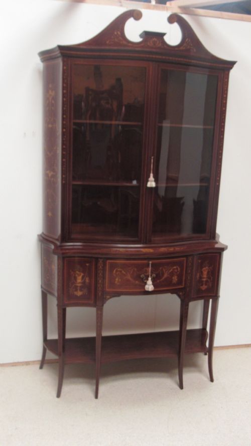 fabulous inlaid secretaire display cabinet - CATEGORY: ANTIQUE BOOKCASES - DATED EDWARDIAN