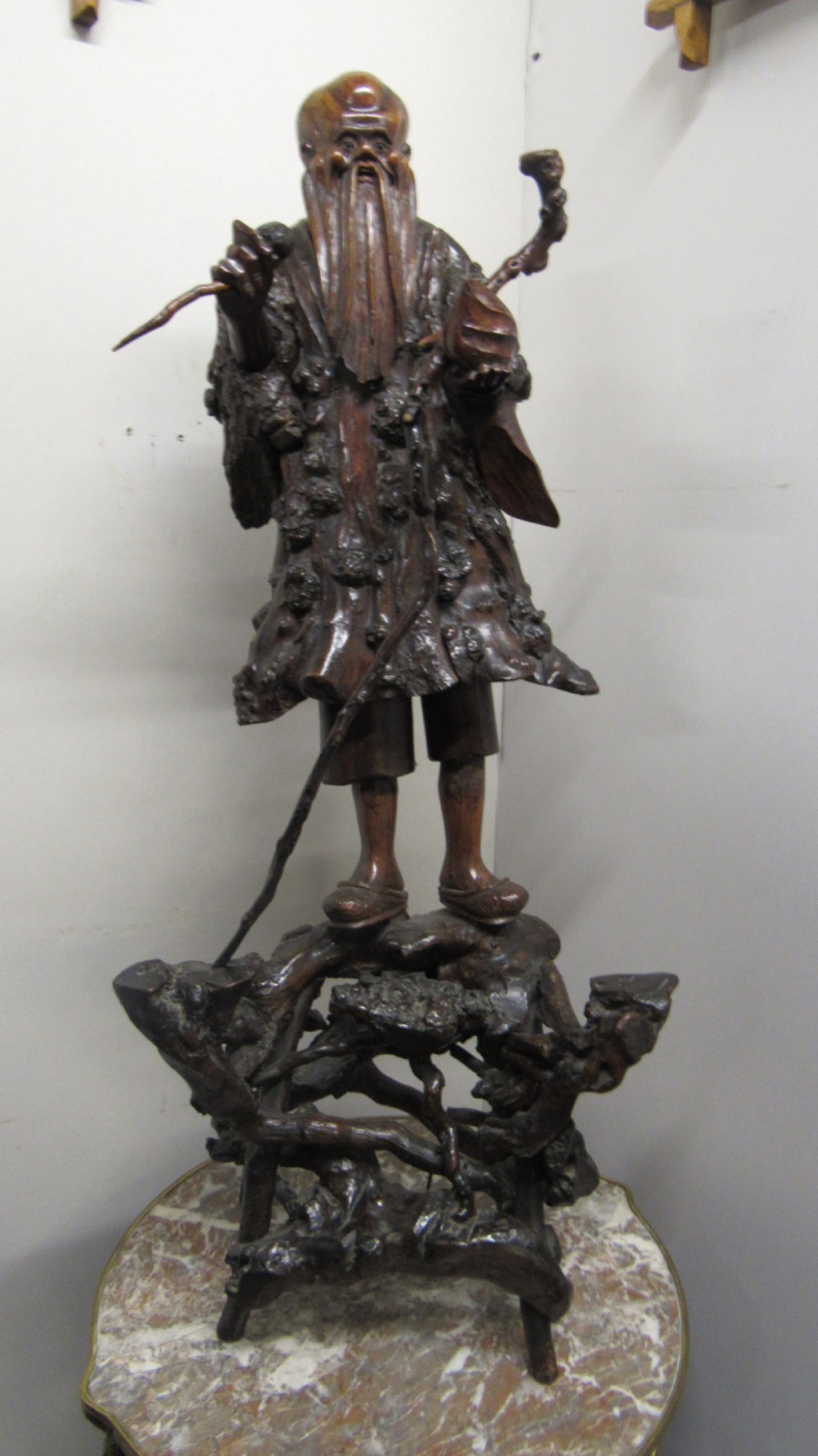 Chinese root carving of shou lao  View II