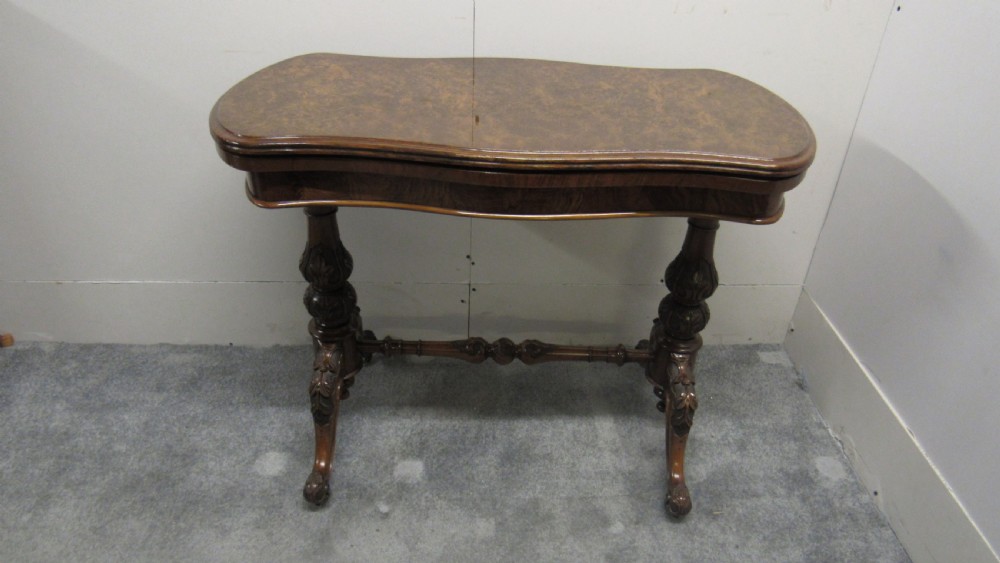 walnut victorian card table View II