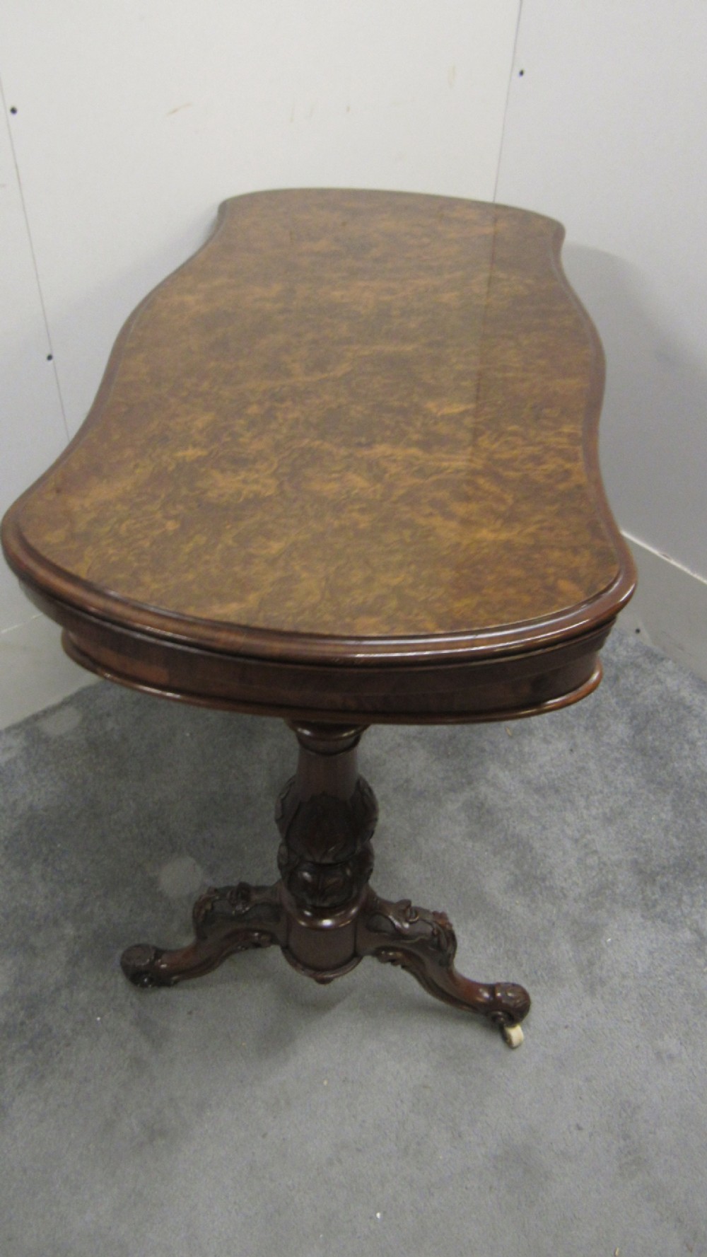 walnut victorian card table View XII