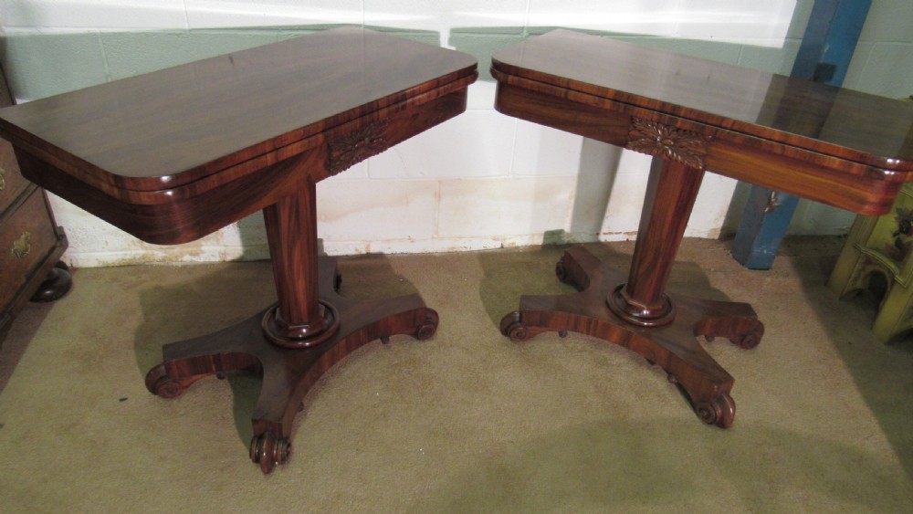 pair of mahogany late georgian card tables