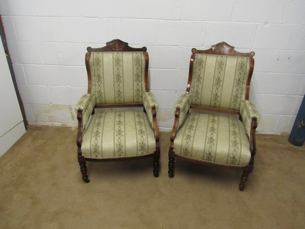 pair upholstered arm chairs View VI