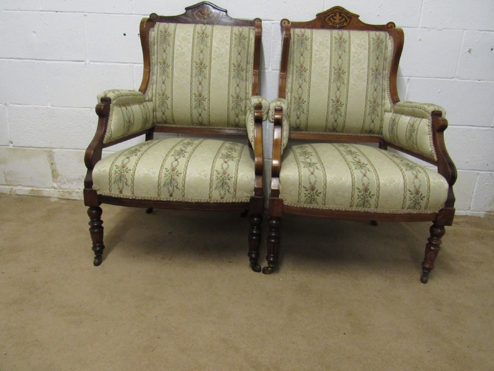 pair upholstered arm chairs View IX