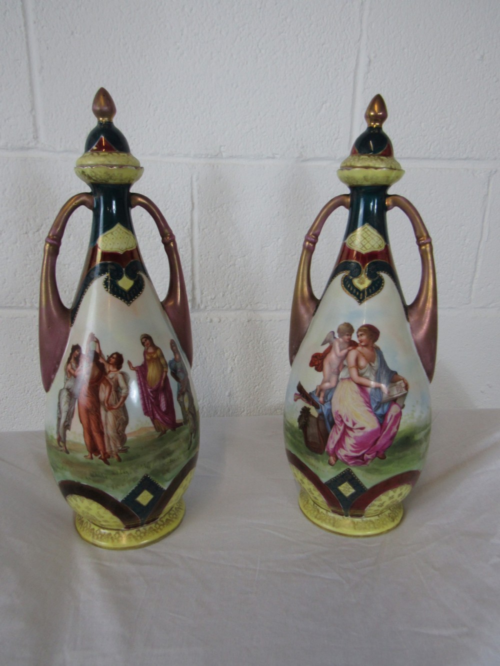 PAIR VIENNA VASES