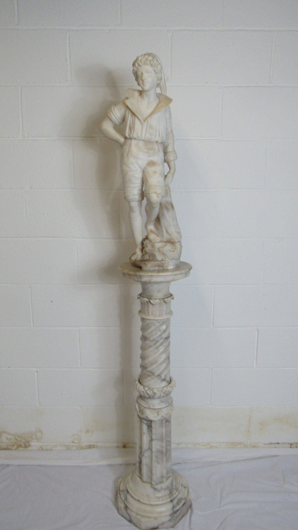Marble and alabaster figure the fisher boy 