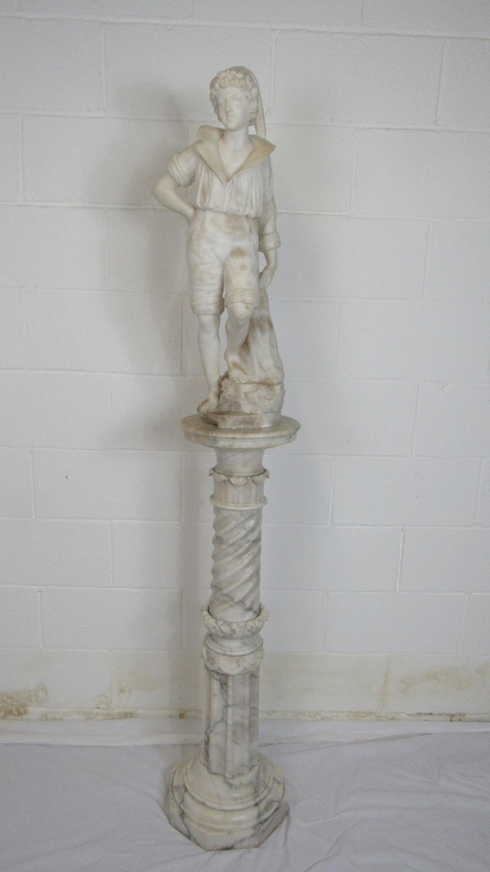 Marble and alabaster figure the fisher boy  View II