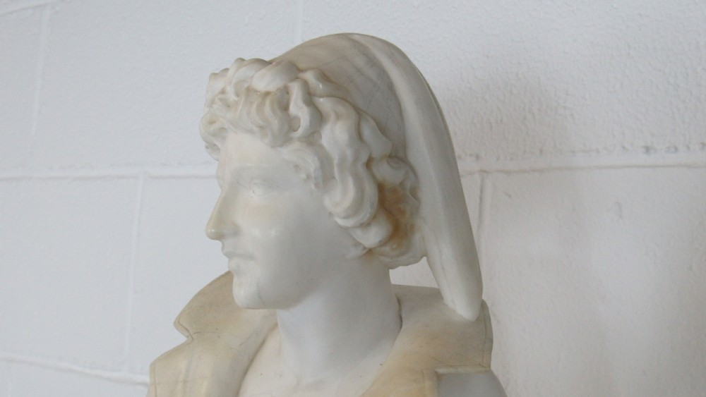Marble and alabaster figure the fisher boy  View X