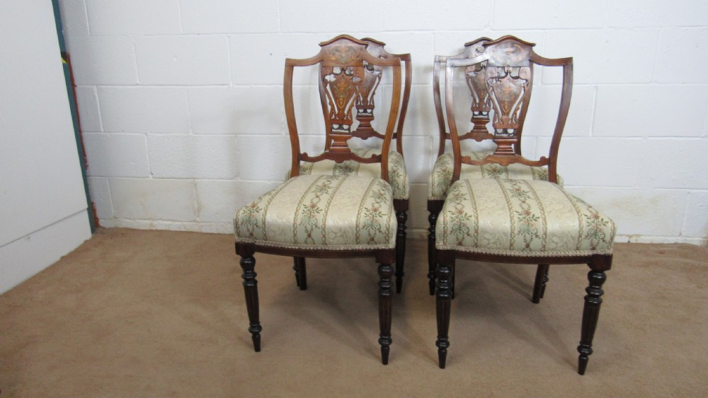 four edwardian inlaid chairs View III