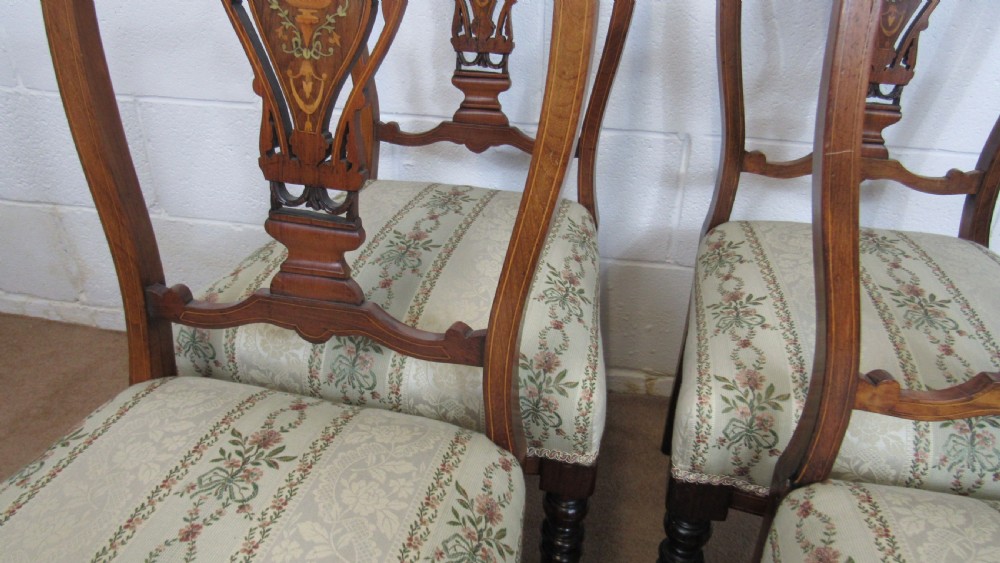 four edwardian inlaid chairs View VIII