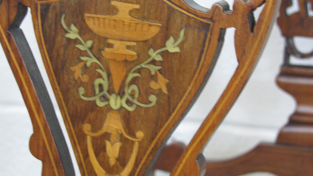 four edwardian inlaid chairs View IX