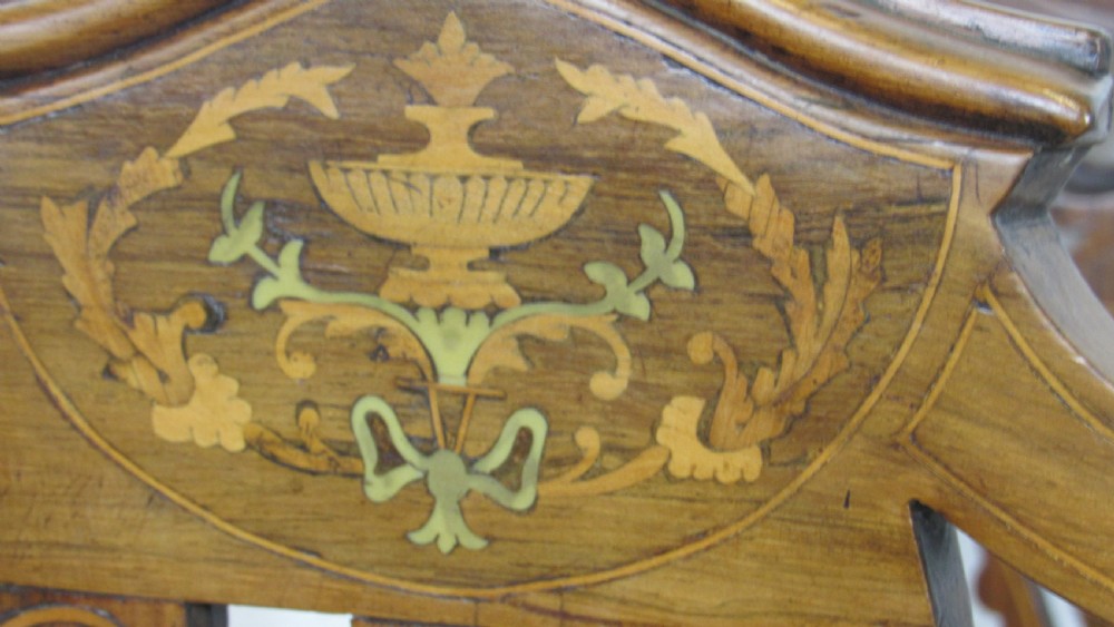 four edwardian inlaid chairs View X
