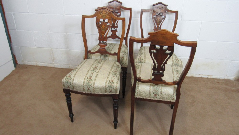 four edwardian inlaid chairs View XI