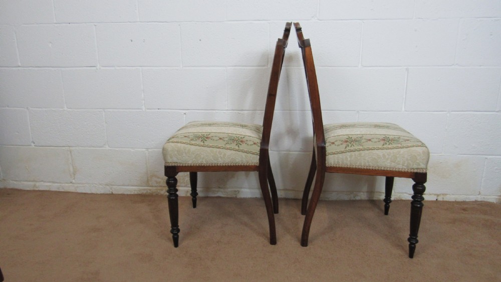 four edwardian inlaid chairs View XII