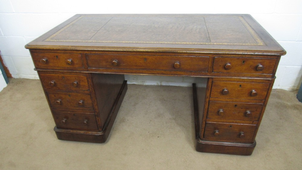 19th century oak pedestal desk 