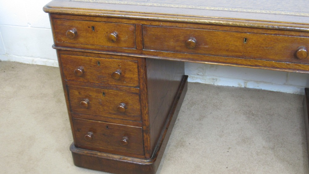 19th century oak pedestal desk  View III