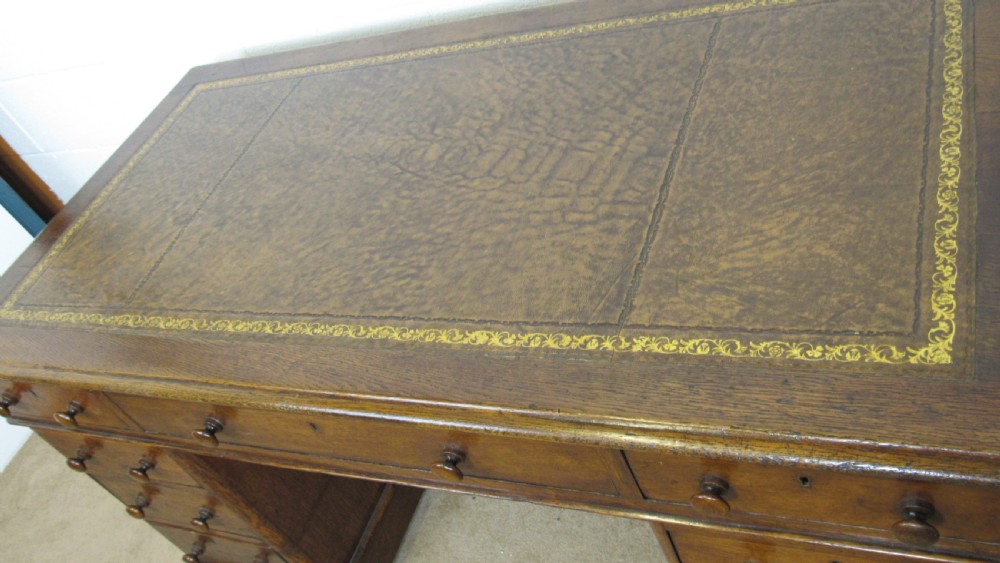 19th century oak pedestal desk  View VI
