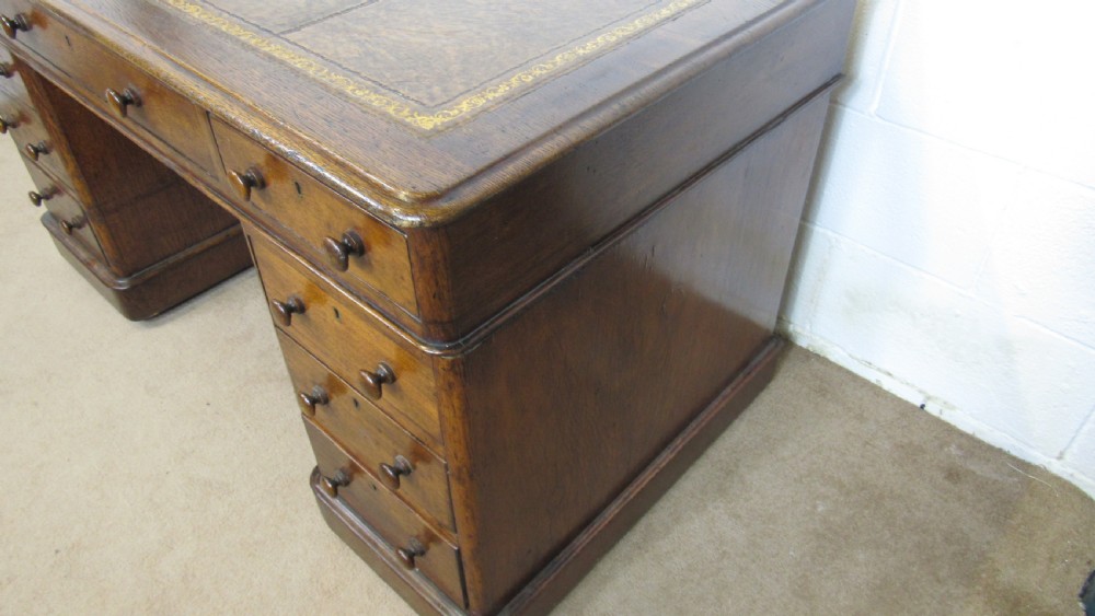 19th century oak pedestal desk  View VII